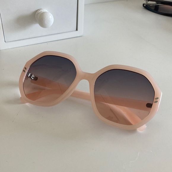 Geometric Frame Sunglasses Retro Nude Pink - Picture 1 of 4